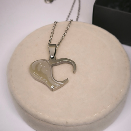 Roostevabast terasest kaelakeed paarile "I LOVE YOU"