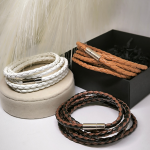 Viiekihiline nahast köie tüüpi meeste käevõru metallist aktsendiga