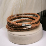 Viiekihiline nahast köie tüüpi meeste käevõru metallist aktsendiga