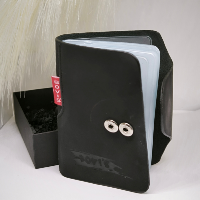 Looduslikust nahast must kaarditasku "Bovis"