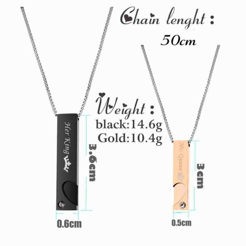 Roostevabast terasest kaelaehted paarile Her King - His Queen