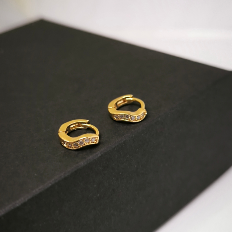 Luksuslikud kuldse värviga kõrvarõngad miniatuursete kristallidega