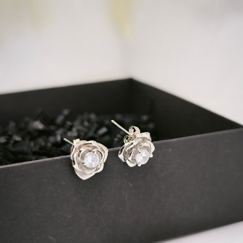 Peen roosikujulised kõrvarõngad tsirkooniumiga