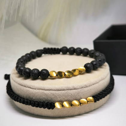 Käsitöö laavakivist helmestega käevõrude komplekt