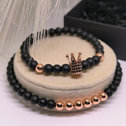 Onyx-kivist helmestega käevõrude komplekt