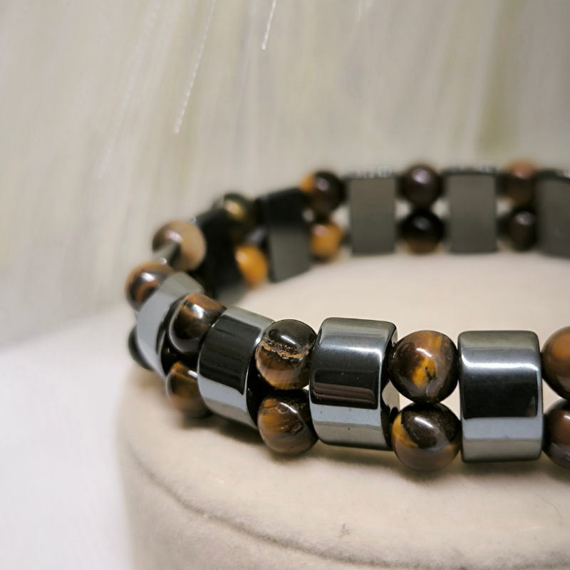 Energeetiline hematiit käevõru tiigrisilmaga