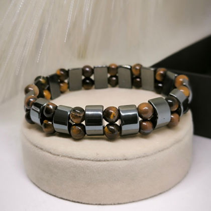 Energeetiline hematiit käevõru tiigrisilmaga