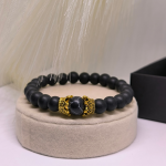 Mattmustade helmestega käevõrude komplekt paaridele