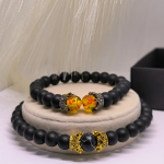 Mattmustade helmestega käevõrude komplekt paaridele