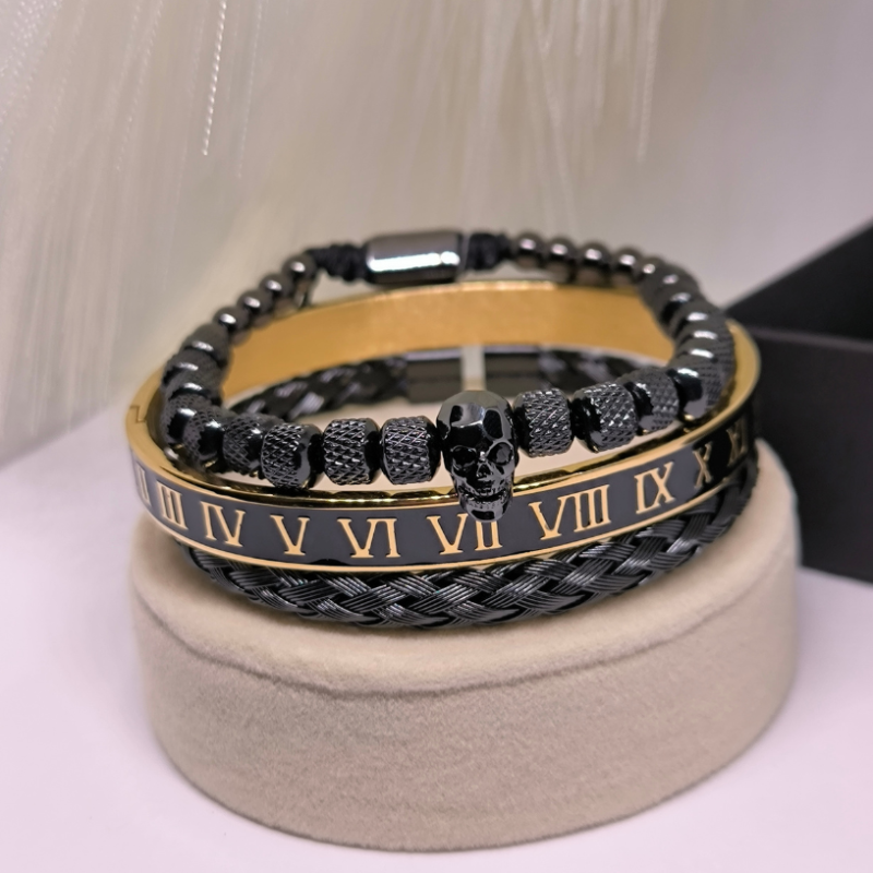 Meeste roostevabast terasest käevõrude komplekt