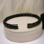 Punutise kujuga minimalistlik musta värvi meeste käevõru