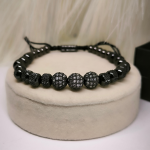 Stiilne musta värvi tsirkooniumiga meeste käevõrude komplekt