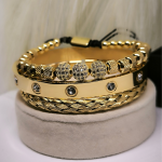 Tsirkooniumiga kuldse värviga meeste käevõrude komplekt