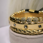 Tsirkooniumiga kuldse värviga meeste käevõrude komplekt