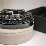 Stiilne musta värvi tsirkooniumiga meeste käevõrude komplekt