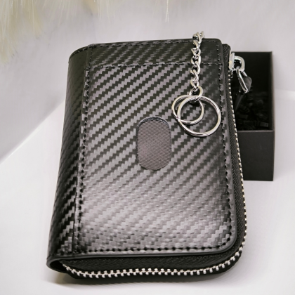 Must RFID-kaitsega lukuga kaarditasku