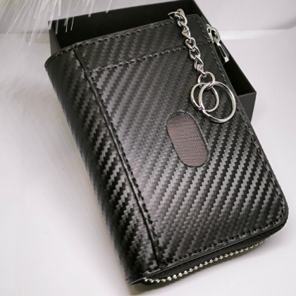 Must RFID-kaitsega lukuga kaarditasku