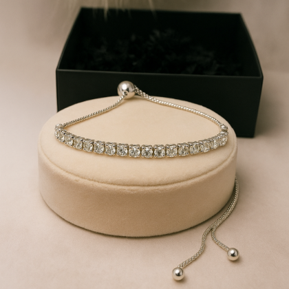 Luksuslik hõbedane "Tennis" käevõru