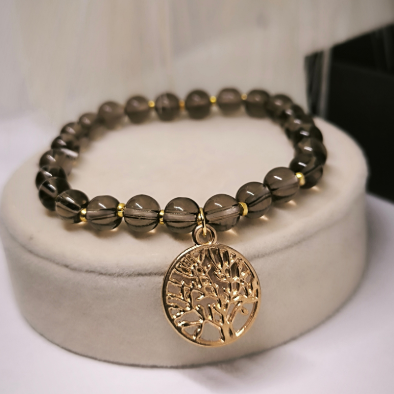 Käsitööna valminud naiste käevõru „Suitsune opaal“