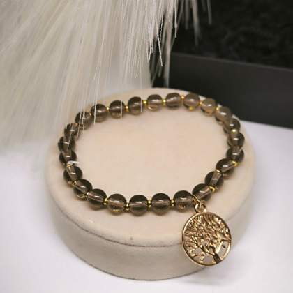 Käsitööna valminud naiste käevõru „Suitsune opaal“