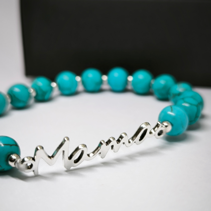 Käsitöö käevõru „Mama“ türkiisidega