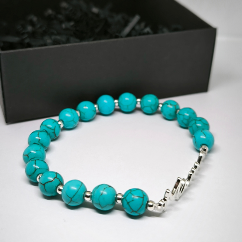 Käsitöö käevõru „Mama“ türkiisidega