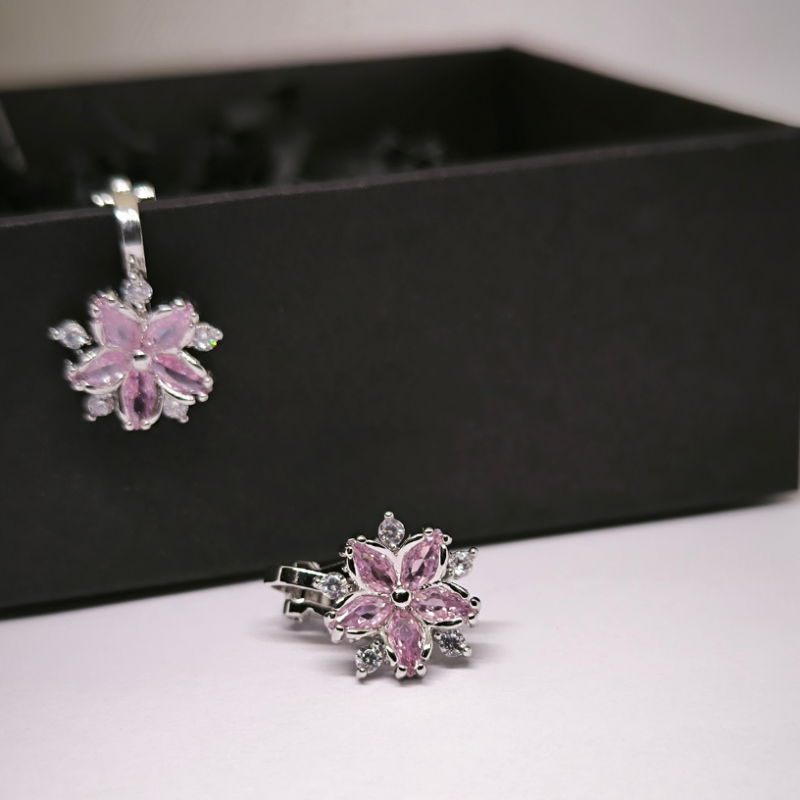 Klips-kõrvarõngad „Roosa lill“