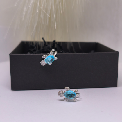 Klõpsuga kõrvarõngad „Sinine kilpkonn“