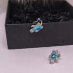 Klõpsuga kõrvarõngad „Sinine kilpkonn“