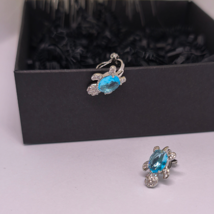 Klõpsuga kõrvarõngad „Sinine kilpkonn“