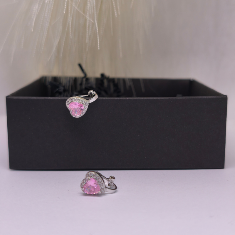 Klip-kõrvarõngad „Roosa süda“